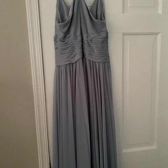 DB Studios Celebrate Dusty Blue mesh v-neck ruched waist spaghetti strap size 6 - Picture 9 of 10